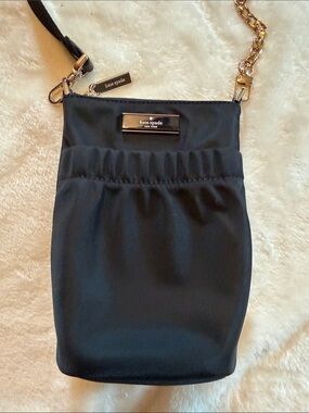 kate spade Black Satin Gathered Crossbody